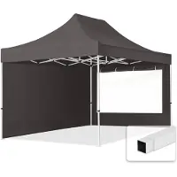 TOOLPORT 3x4,5m Stahl Faltpavillon, inkl. 2 Seitenteile, dunkelgrau