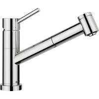 BLANCO Einhebel Küchenarmatur Niederdruckarmatur mit Brause KANO-S-F chrom glänzend Fenstermontage abklappbar 527970