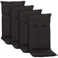 NYVI Hochlehner Auflagen Piemont 4er Set - 118x46x8 cm Anthrazit - Extra Starker 8cm Sitzpolster - Gartenmöbel Auflagen mit Halteband & Bindebändern
