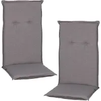 NYVI Hochlehner Auflagen Piemont 2er Set - 118x46x8 cm Hellgrau - Extra Starker 8cm Sitzpolster - Gartenmöbel Auflagen mit Halteband & Bindebändern