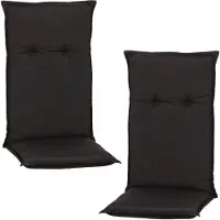 NYVI Hochlehner Auflagen Piemont 2er Set - 118x46x8 cm Anthrazit - Extra Starker 8cm Sitzpolster - Gartenmöbel Auflagen mit Halteband & Bindebändern