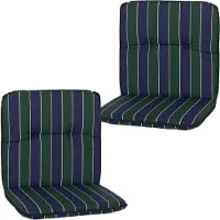 NYVI Niedriglehner Auflagen Hawaii 2er Set - 96x47 cm Blau Dunkelgrün Gestreift - Gartenmöbel Auflage mit 5 cm Polster und Gummi-Halteband