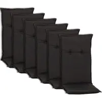 NYVI Hochlehner Auflagen Piemont 6er Set - 118x46x8 cm Anthrazit - Extra Starker 8cm Sitzpolster - Gartenmöbel Auflagen mit Halteband & Bindebändern