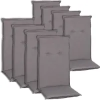 NYVI Hochlehner Auflagen Piemont 8er Set - 118x46x8 cm Hellgrau - Extra Starker 8cm Sitzpolster - Gartenmöbel Auflagen mit Halteband & Bindebändern