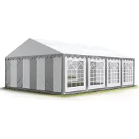 TOOLPORT Partyzelt Festzelt 4x8 m Garten-Pavillon PVC Plane 700 N in grau-weiß Wasserdicht
