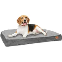 Ib style Hundebett Hundekorb Hundekissen 82 x 58 cm Waschbar & Rutschfest Happy Dreams M Grau