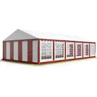 TOOLPORT Partyzelt Festzelt 6x12 m Garten-Pavillon PVC Plane 700 N in rot-weiß Wasserdicht
