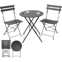 Albatros Bistroset 3-teilig Schwarz – Bistrotisch mit 2 Stühlen – klappbare Stühle und Tisch aus robustem Metall – optimal als Balkonmöbel Set oder Gartenmöbel in modernem Design
