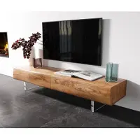 DELIFE Lowboard New Live-Edge 175 cm Akazie Natur 4 Türen Acrylfuß