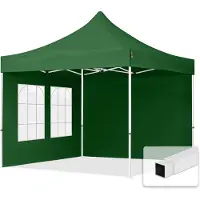 TOOLPORT 3x3m Stahl Faltpavillon, inkl. 2 Seitenteile, dunkelgrün