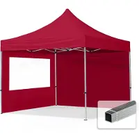 TOOLPORT 3x3m Aluminium Faltpavillon, inkl. 2 Seitenteile, rot