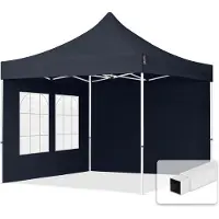 TOOLPORT 3x3m Stahl Faltpavillon, inkl. 2 Seitenteile, dunkelgrau