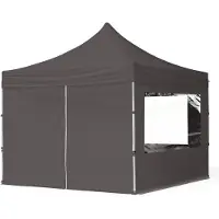TOOLPORT 3x3m Aluminium Faltpavillon, inkl. 4 Seitenteile, dunkelgrau