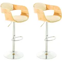 CLP 2er Set Barhocker Kingston Kunstleder drehbar mit Höhenverstellung natur/creme