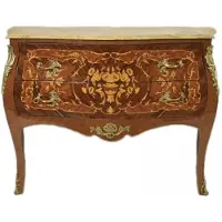 Casa Padrino Barock Kommode Braun mit Marmorplatte Creme und 2 Schubladen - Empire Kommode