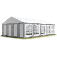 TOOLPORT Partyzelt Festzelt 4x10 m Garten-Pavillon PVC Plane 700 N in grau-weiß Wasserdicht
