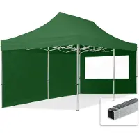 TOOLPORT 3x6m Aluminium Faltpavillon, inkl. 2 Seitenteile, dunkelgrün