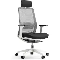 Yaasa Chair Pro Bürostuhl Ergonomisch mit Kopfstütze, Weiß – Traglast 130 kg – 3D-Armlehnen – Regulierbare Lordosenstütze