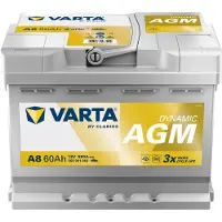 Varta A8 Silver Dynamic AGM 12V 60Ah 680A Autobatterie Start-Stop 560 901 068