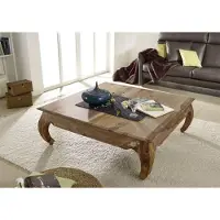 MASSIVMOEBEL24.DE Couchtisch Sheesham 120x120x40 braun lackiert OPIUM #633