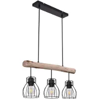 Etc-shop Hängeleuchte, Käfig Design, Holz, L 60 cm