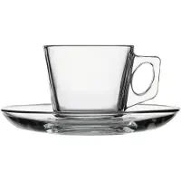 Pasabahce 12x Espressotasse mit Untertasse Glas Vela 80 ml
