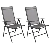 Mojawo 2 Stück Garten Klappstuhl Hochlehner Metall - Textilen Anthrazit 7 Pos