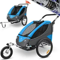 Kesser Kinderanhänger Fahrradanhänger 360° Drehbar mit Federung 2in1 Joggerfunktion Kinderfahrradanhänger + 5-Punkt Gurt Jogger Fahrrad Anhänger für 1 bis 2 Kinder max. 40kg