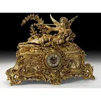 Casa Padrino Luxus Barock Tischuhr Gold 61 x 25 x H. 47 cm - Handgefertigte Barockstil Bronze Uhr - Barock Schreibtischuhr - Barock Schreibtisch Deko - Barock Deko Accessoires - Barockstil Uhren