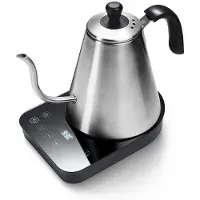 Tchibo elektrischer Wasserkocher, 800ml Fassungsvermögen, Schwanenhalskessel, Temperaturhaltefunktion, Schnellkochfunktion, LED-Display, für Kaffee, rostfreier Edelstahl