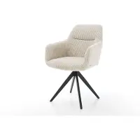 DELIFE Esszimmerstuhl Pejo-Flex Cord Beige Kreuzgestell kantig Schwarz Taschenfederkern