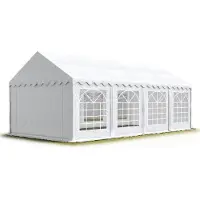 TOOLPORT Partyzelt Festzelt 6x8 m Garten-Pavillon PVC Plane 700 N in weiß Wasserdicht