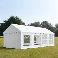 TOOLPORT Partyzelt Festzelt 4x8 m Garten-Pavillon PVC Plane 700 N in weiß Wasserdicht