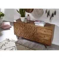 MASSIVMOEBEL24.DE MASSIVMOEBEL24 Sideboard Akazie 145x42x75 natur lackiert MOSAYK #106