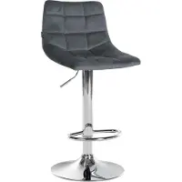 CLP Barhocker Jerry Samt höhenverstellbar und 360 drehbar | Farbe dunkelgrau Gestell Farbe chrom