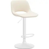 CLP Barhocker Camden Kunstleder drehbar und höhenverstellbar | creme Farbe creme Material Gestell Metall matt weiss