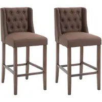 CLP 2er Set Barhocker Cassandra Stoff mit gestepptem Bezug braun Gestell Farbe antik-dunkel