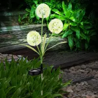Globo LED Solarleuchte, Pusteblume gelb, Edelstahl, H 75 cm
