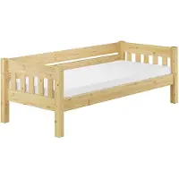 Erst-Holz Kieferbett natur Einzelbett 90x200 Massivholz-Bettgestell Sofabett mit wählbarem Zubehör V-60.53-09Rollrost und Matratze inkl.