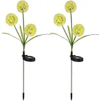 Globo Lighting 2er Set LED Solarleuchte, Pusteblume gelb, Edelstahl, H 75 cm