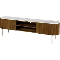 MASSIVMOEBEL24.DE MASSIVMOEBEL24 TV-Board Mango 200x36x51 braun lackiert / Marmor weiß BARCELONA #210