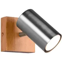 Etc-shop LED Wandleuchte, Holz, nickel-matt, Spot verstellbar, H 16 cm