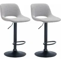 CLP 2er Set Barhocker Camden Stoff drehbar und höhenverstellbar | hellgrau Farbe hellgrau Material Gestell Metall matt schwarz