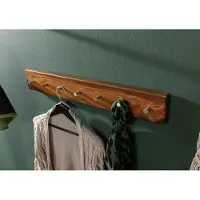 MASSIVMOEBEL24.DE MASSIVMOEBEL24 Wandgarderobe Sheesham 70x5x10 walnuss gewachst TORONTO #240