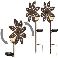 Globo Lighting 2er Set LED Solarleuchte, Glaskugel, Windrad, gelb, H 50 cm