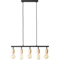 Brilliant Tiffany Balkenpendel, 5-flammig E27 Schwarz Matt Natur 99684/76