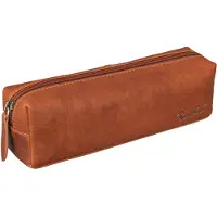 Benthill Federmappe Leder - Vintage Federmäppchen für Stifte - Federtasche für Schule / Uni - Kleine Leder-Etui Mäppchen - Kosmetiktasche