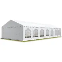 TOOLPORT Festzelt Partyzelt 6x14 m PREMIUM, hochwertige PVC Plane 750 N in weiß 100% wasserdicht mit Bodenrahmen