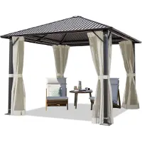 TOOLPORT Gartenpavillon 3x3 m Stahl-Dach mit Moskitonetzen und Seitenteilen in cream