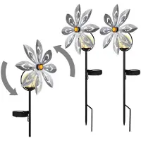 Globo Lighting 2x LED Solarleuchte, Glaskugel, Windrad, silbergrau, H 50 cm